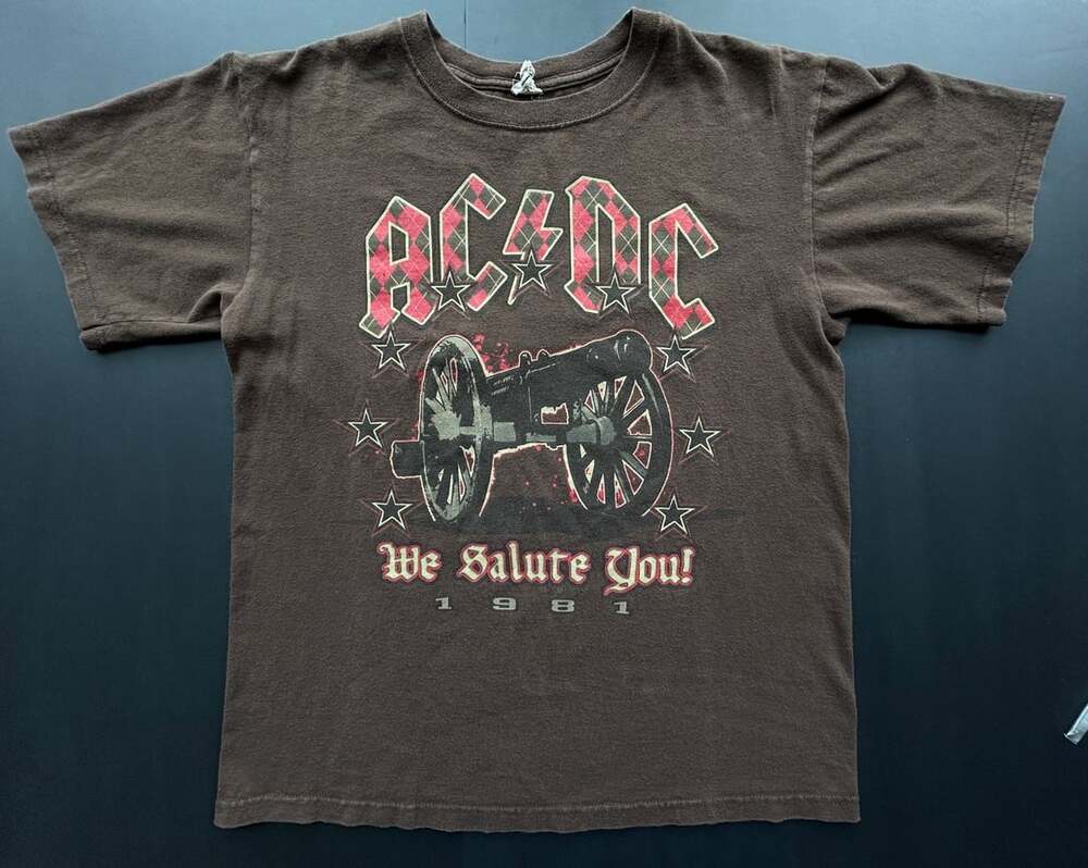 Anvil AC/DC For Those About To Rock We Salute You Size M Brown T-Shirt